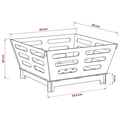 Fire Pit Rusty 40 x 40 x 20 cm Weathering Steel