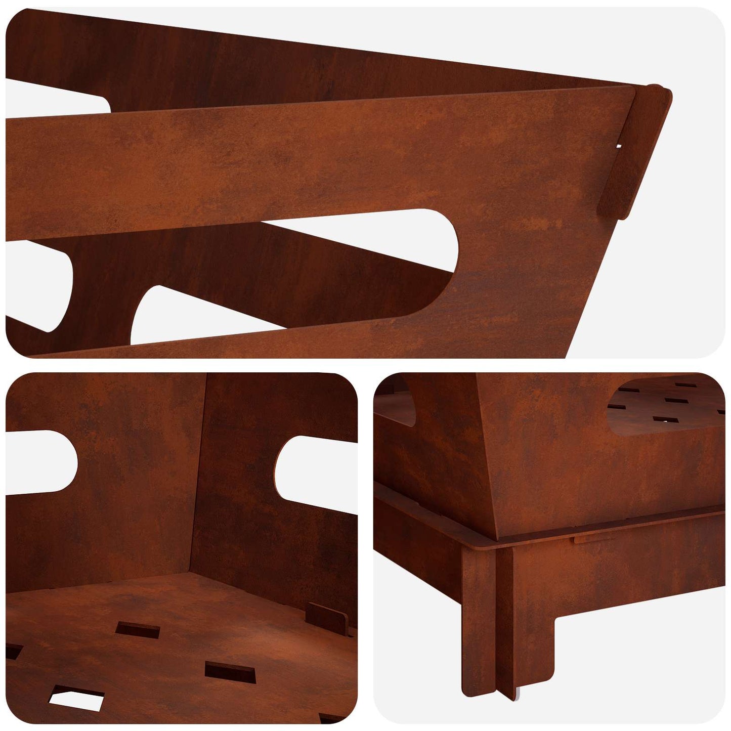 Fire Pit Rusty 60 x 60 x 30 cm Weathering Steel