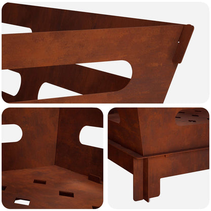 Fire Pit Rusty 60 x 60 x 30 cm Weathering Steel
