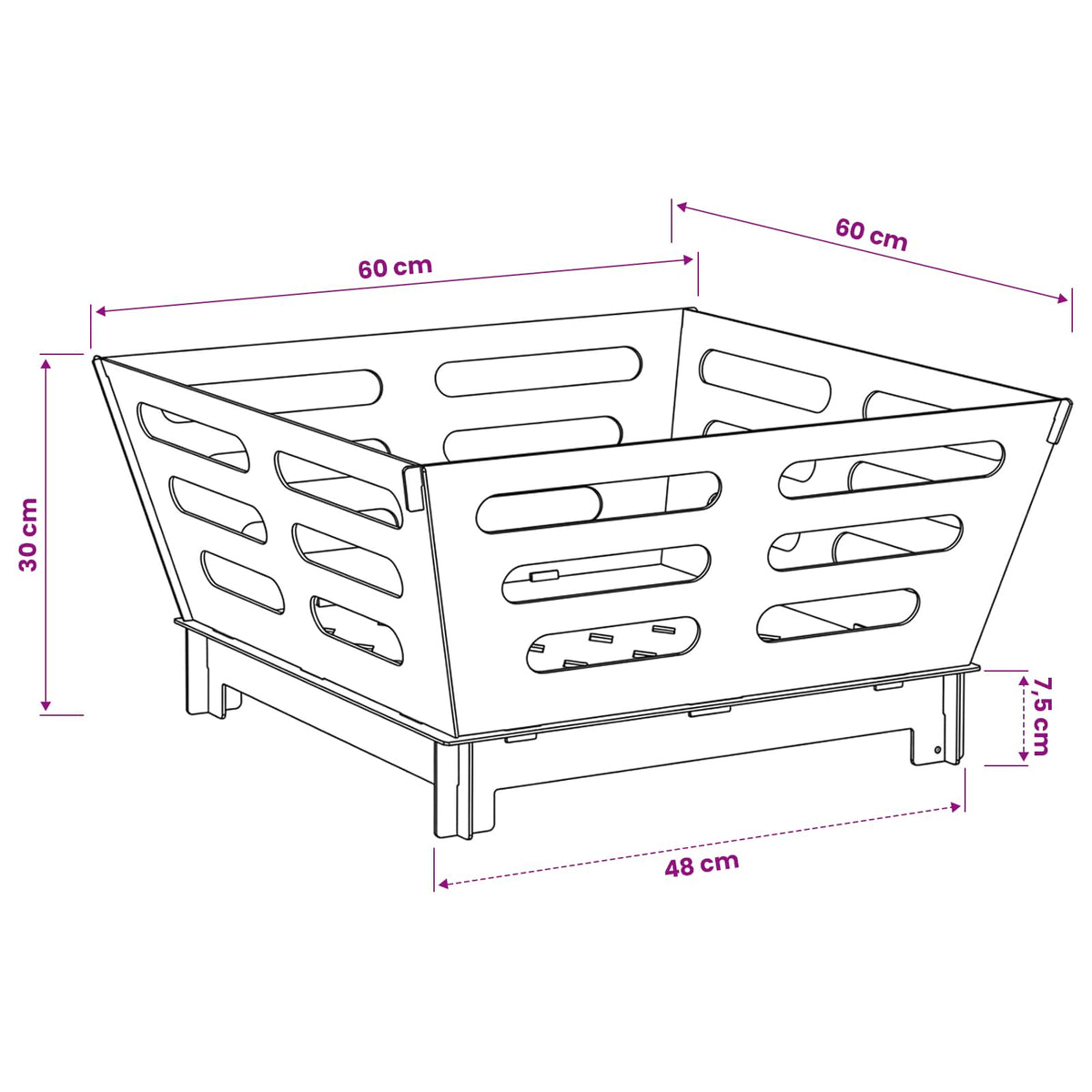 Fire Pit Rusty 60 x 60 x 30 cm Weathering Steel