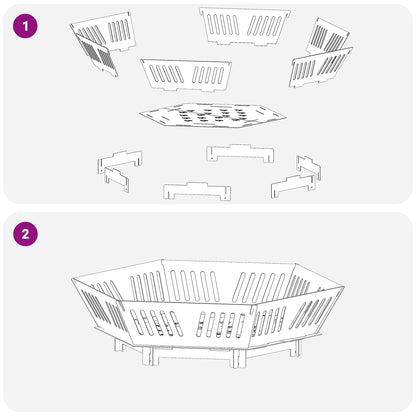 Fire Pit Black 60 x 60 x 18 cm Steel