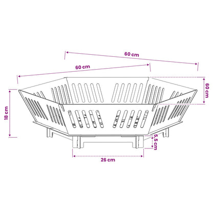 Fire Pit Black 60 x 60 x 18 cm Steel