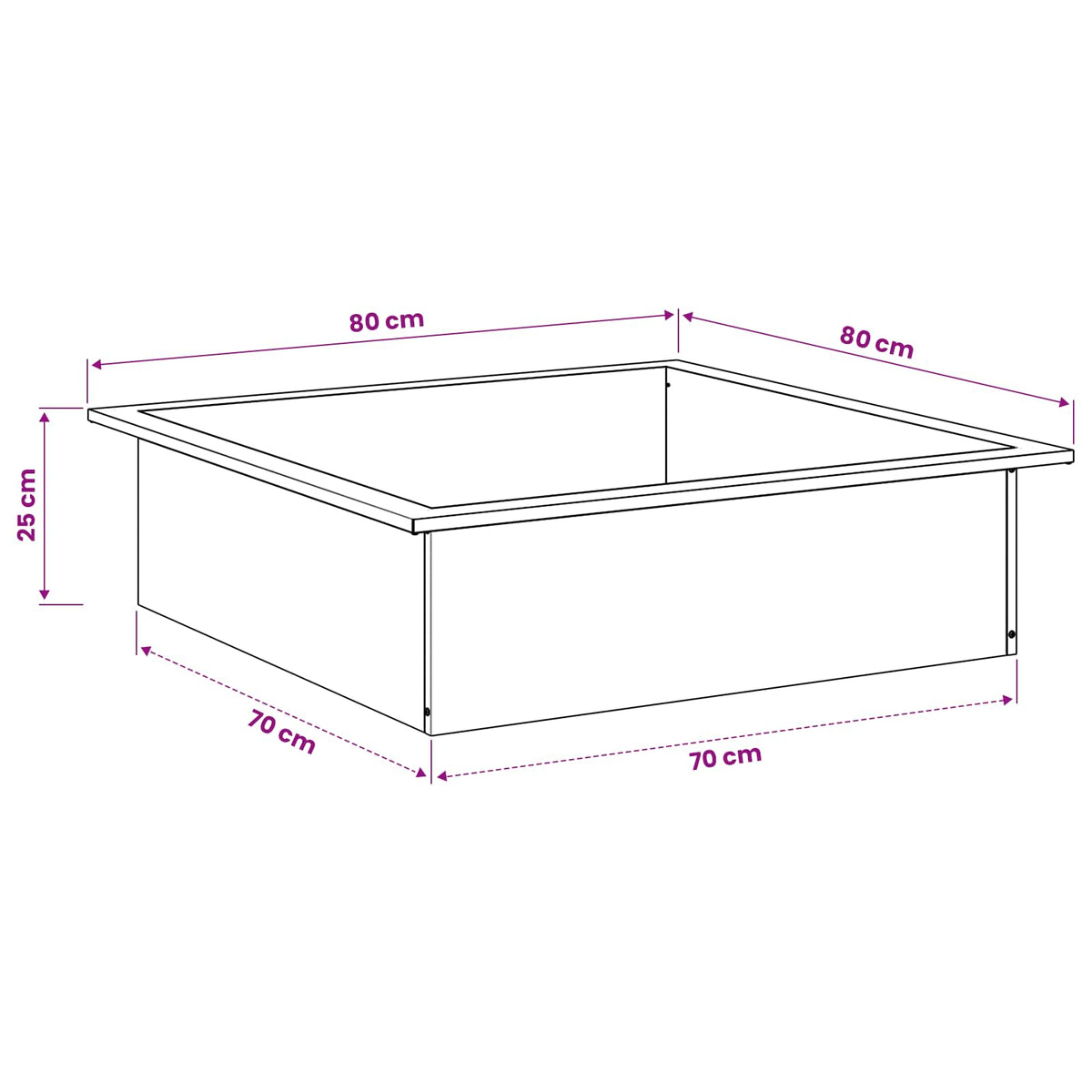 Fire Pit Ring Black 80 x 80 x 25 cm Steel