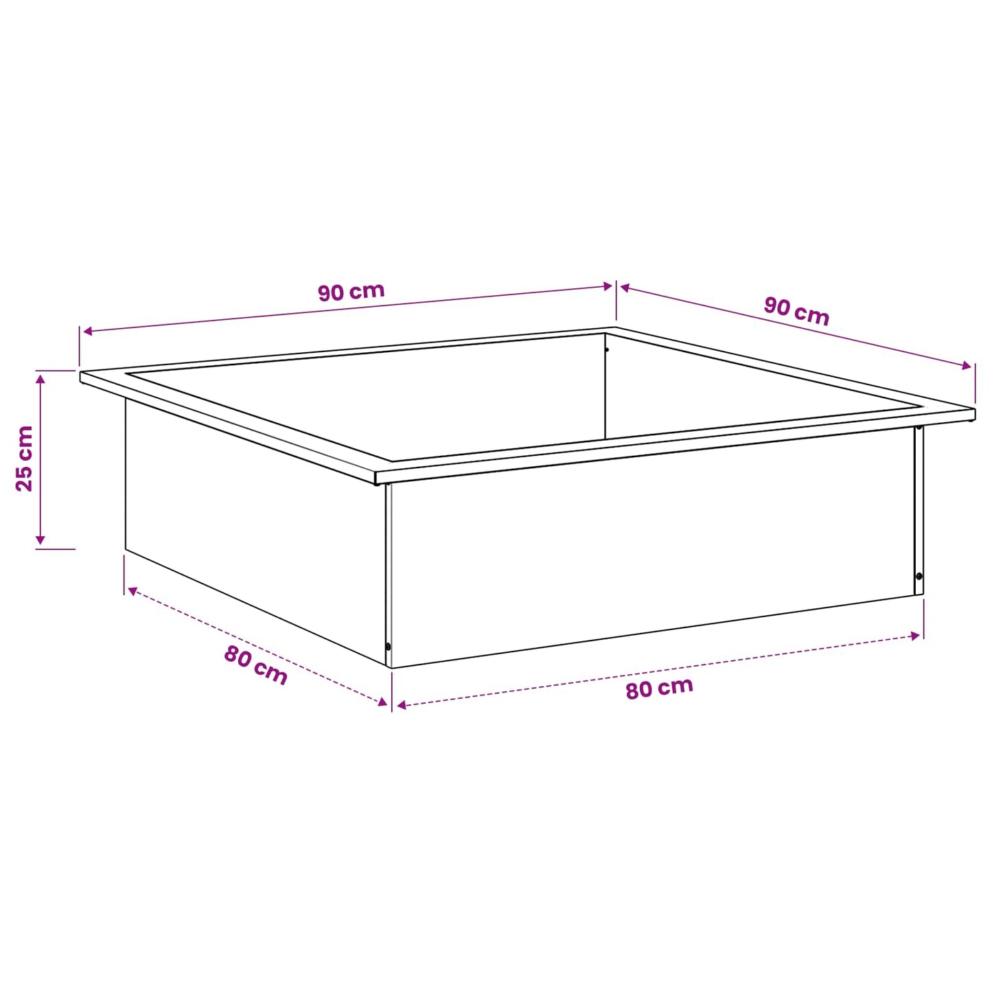 Fire Pit Ring Black 90 x 90 x 25 cm Steel