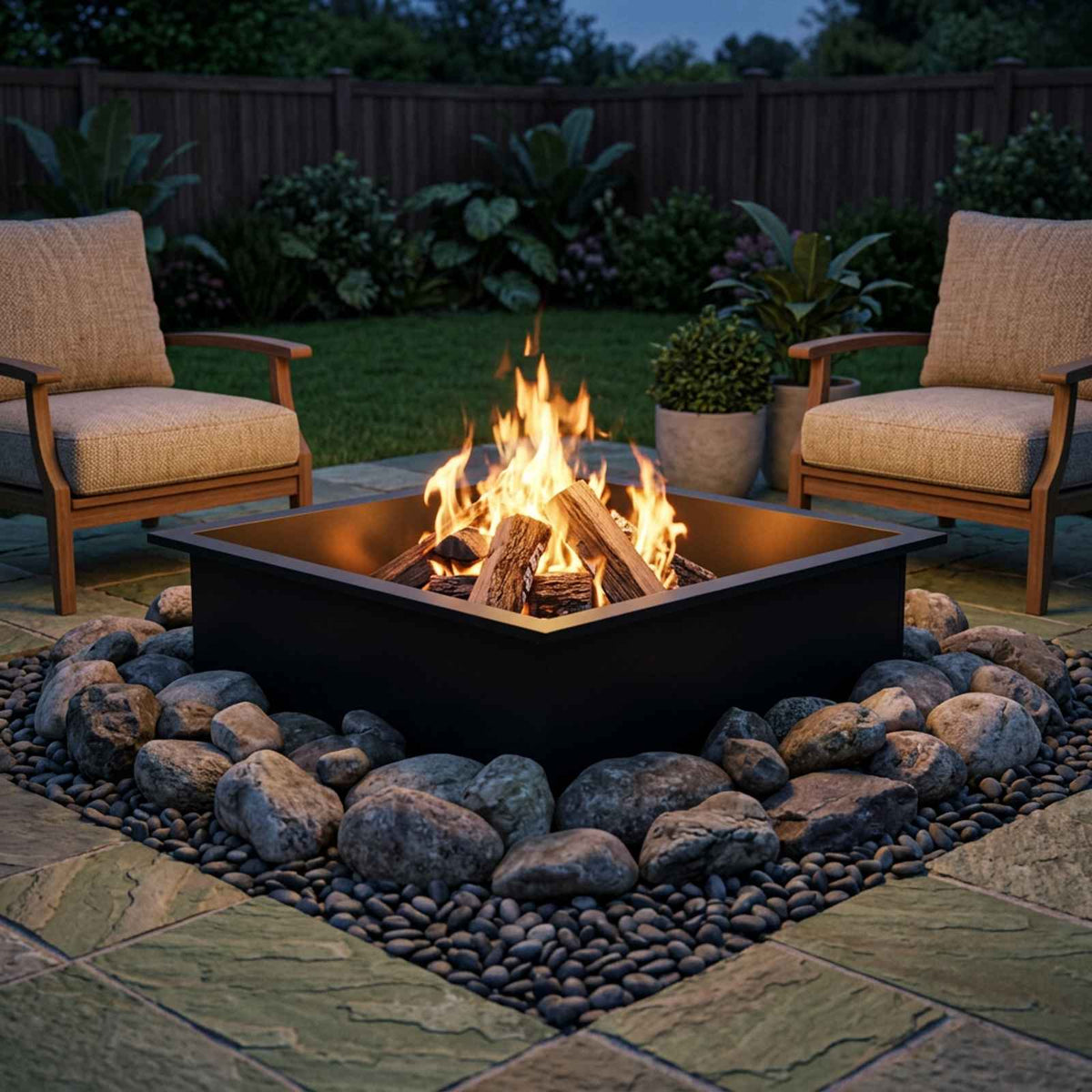 Fire Pit Ring Black 100 x 100 x 25 cm Steel