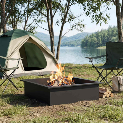 Fire Pit Ring Black 100 x 100 x 25 cm Steel