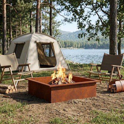 Fire Pit Ring Rusty 100 x 100 x 25 cm Weathering Steel