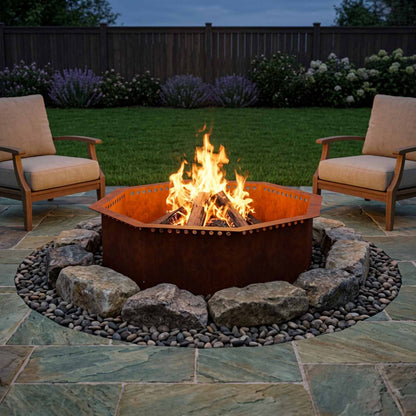 Fire Pit Ring Rusty 90 x 90 x 25 cm Weathering Steel
