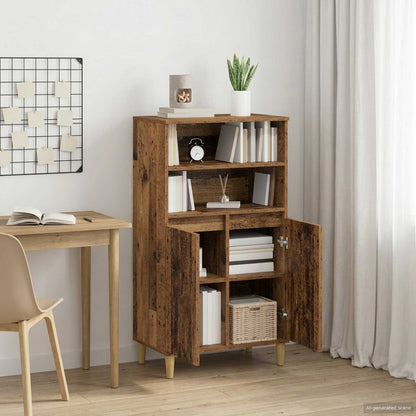Highboard Oak Wood 60 x 36 x 110 cm Engineered Wood