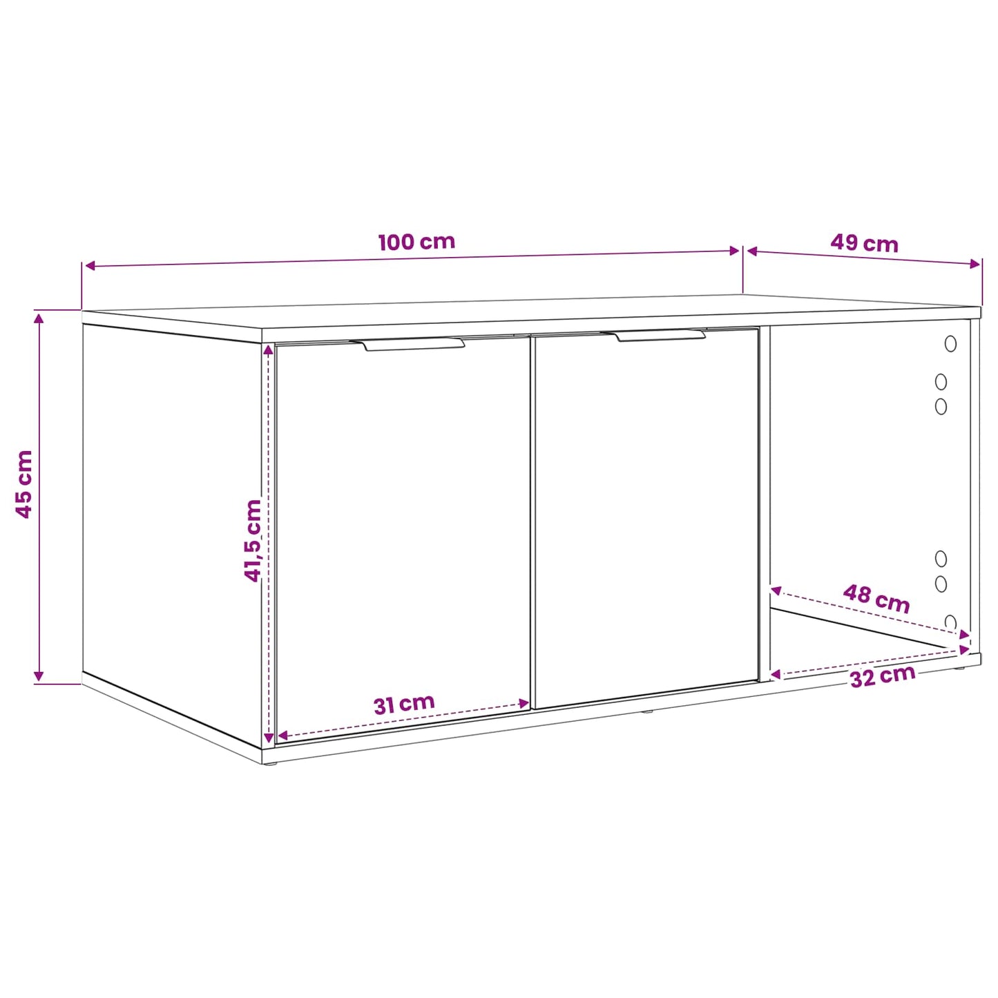 Cat Crate Furniture Black Oak 100 x 49 x 45 cm Engineered Wood