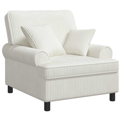 XL Armchair with Cushions Cream 1.5 Lines Fabric