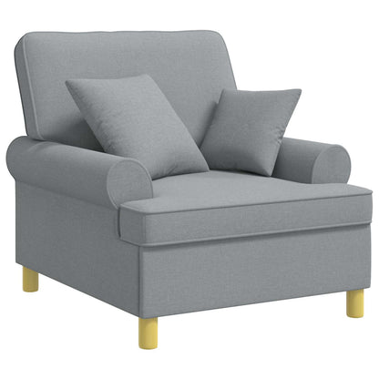 XL Armchair with Cushions Light Grey Fabric