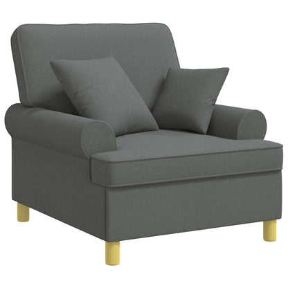 XL Armchair with Cushions Dark Grey Fabric