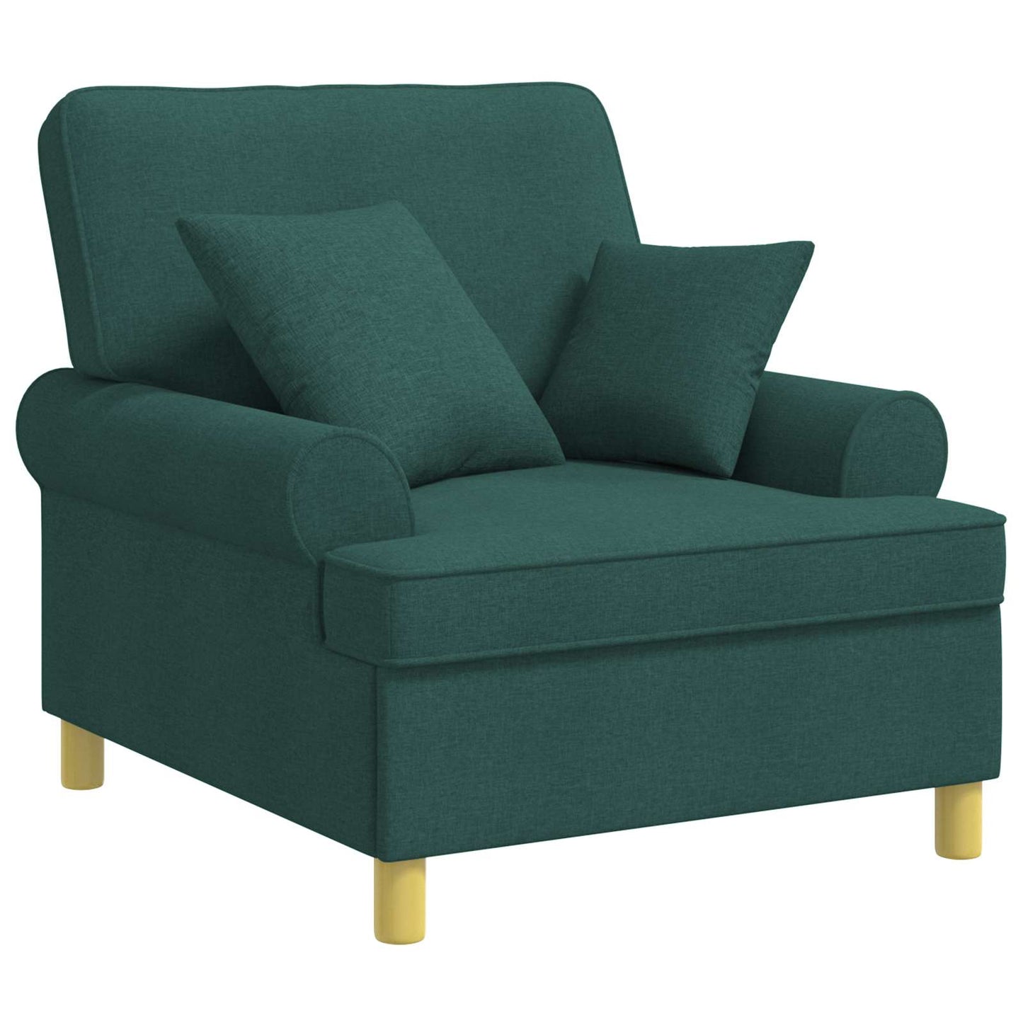 XL Armchair with Cushions Dark Green Fabric