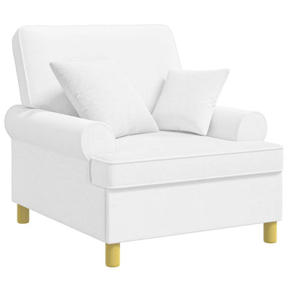 XL Armchair with Cushions White Fabric