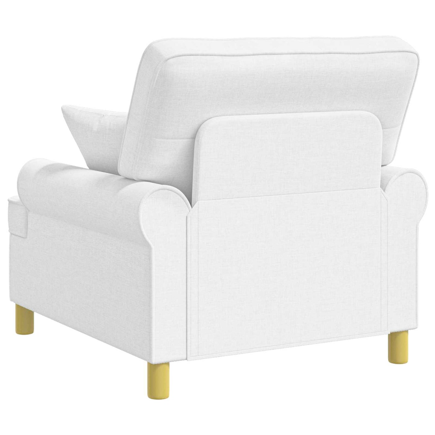 XL Armchair with Cushions White Fabric
