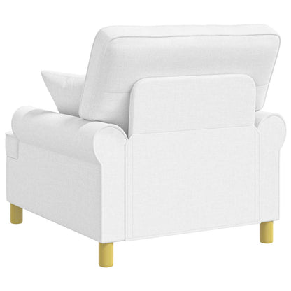 XL Armchair with Cushions White Fabric