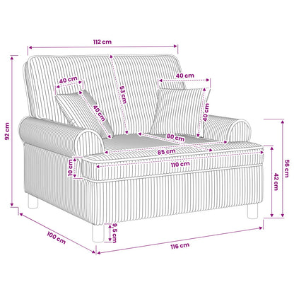 XXL Armchair with Cushions Beige 1.5 Lines Fabric