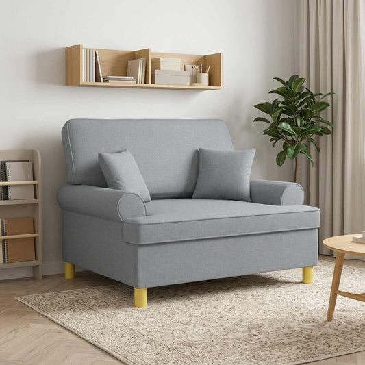 Armchair with Cushions Light Grey Fabric