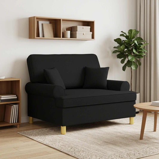 Armchair with Cushions Black Fabric