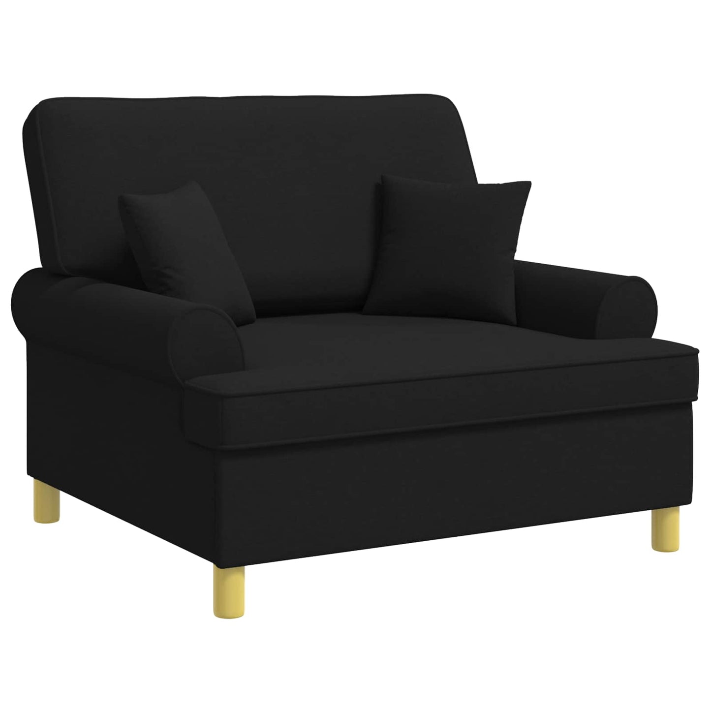 Armchair with Cushions Black Fabric