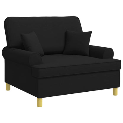 Armchair with Cushions Black Fabric