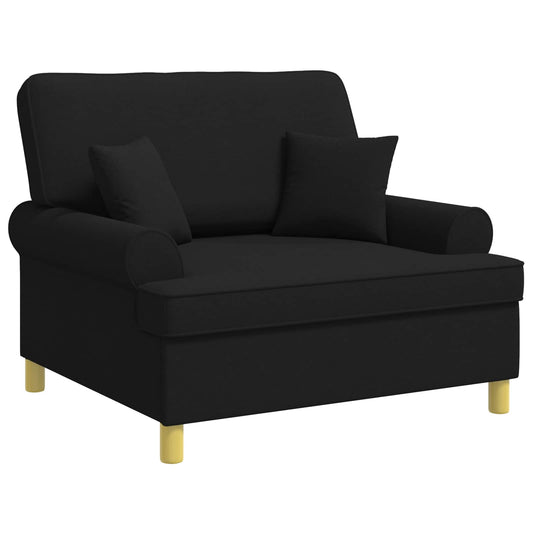 Armchair with Cushions Black Fabric