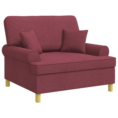 Armchair with Cushions Wine Red Fabric