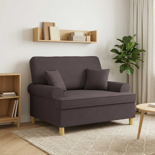 Armchair with Cushions Dark Brown Fabric