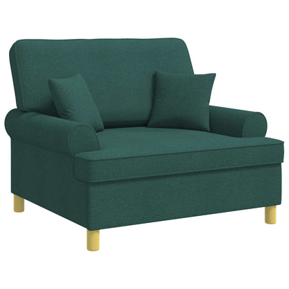 Armchair with Cushions Dark Green Fabric