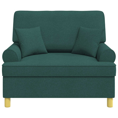 Armchair with Cushions Dark Green Fabric