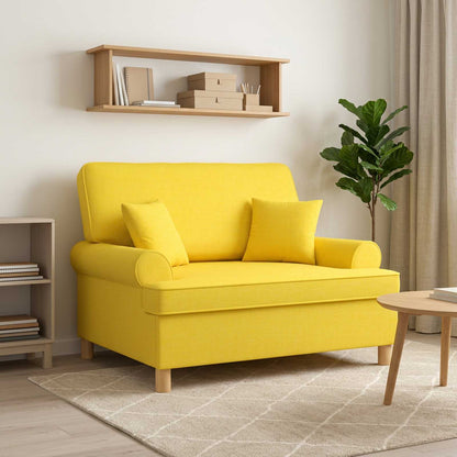 Armchair with Cushions Light Yellow Fabric