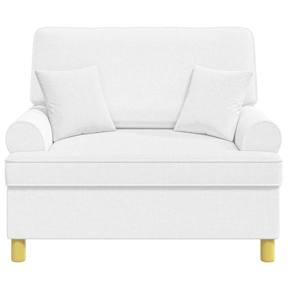 XXL Armchair with Cushions White Fabric