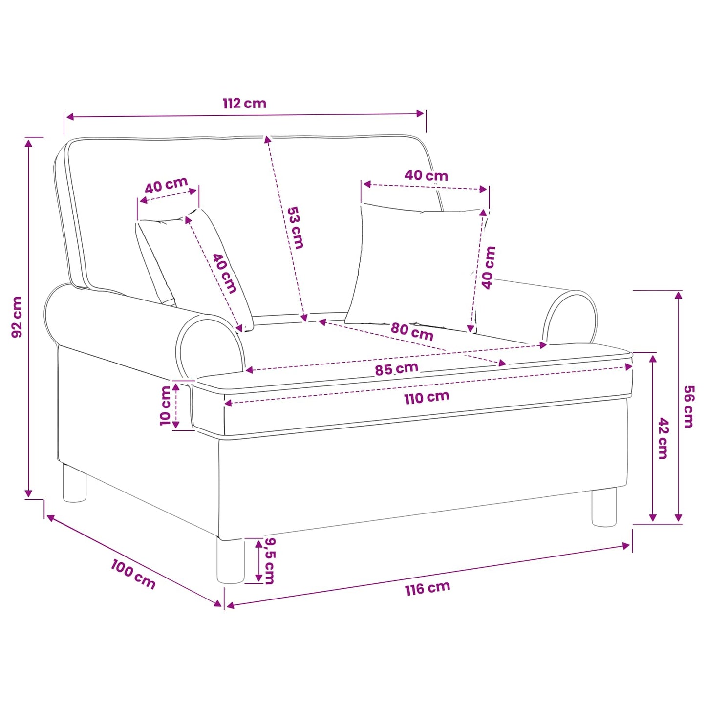 XXL Armchair with Cushions White Fabric