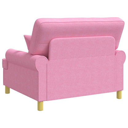 Armchair with Cushions Pink Fabric
