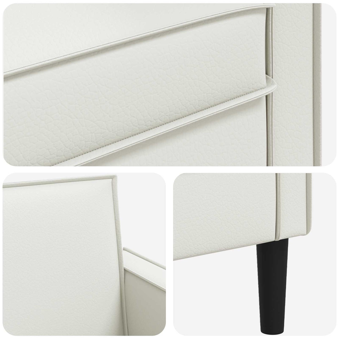 XL Armchair White Faux Leather