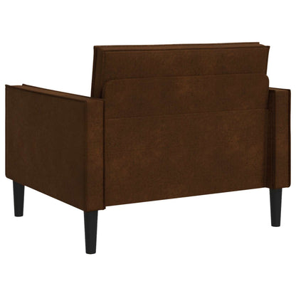 XL Armchair Brown Faux Suede Leather