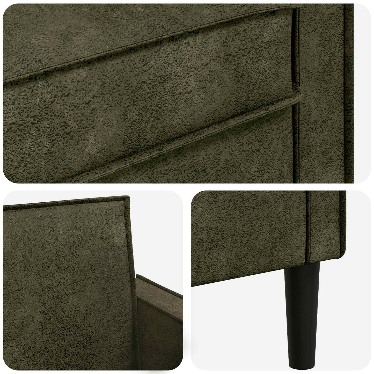 XL Armchair Army Green Faux Suede Leather