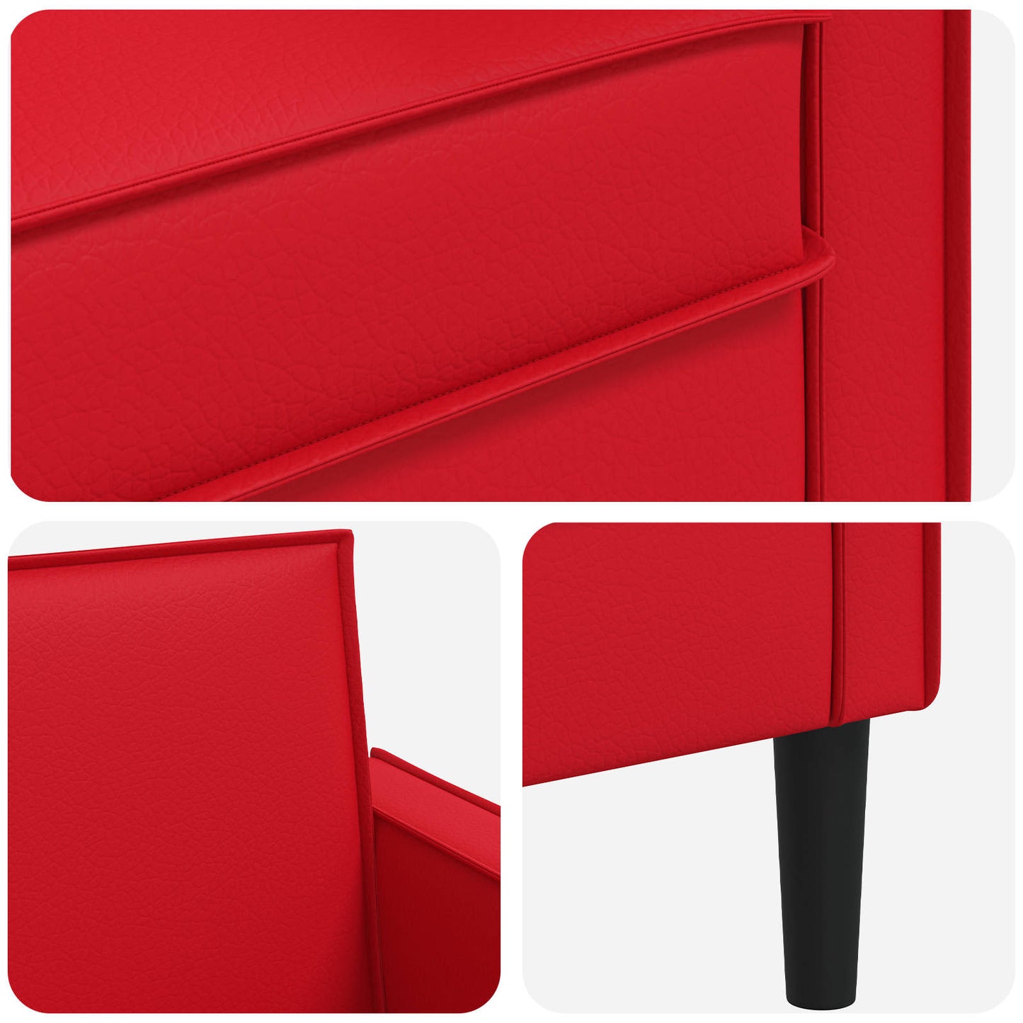 XXL Armchair Red Faux Leather