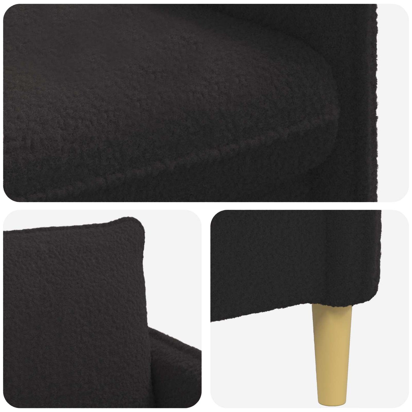 XXL Armchair Black Bouclé