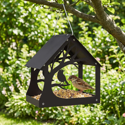 Hanging Bird Feeder Steel Black