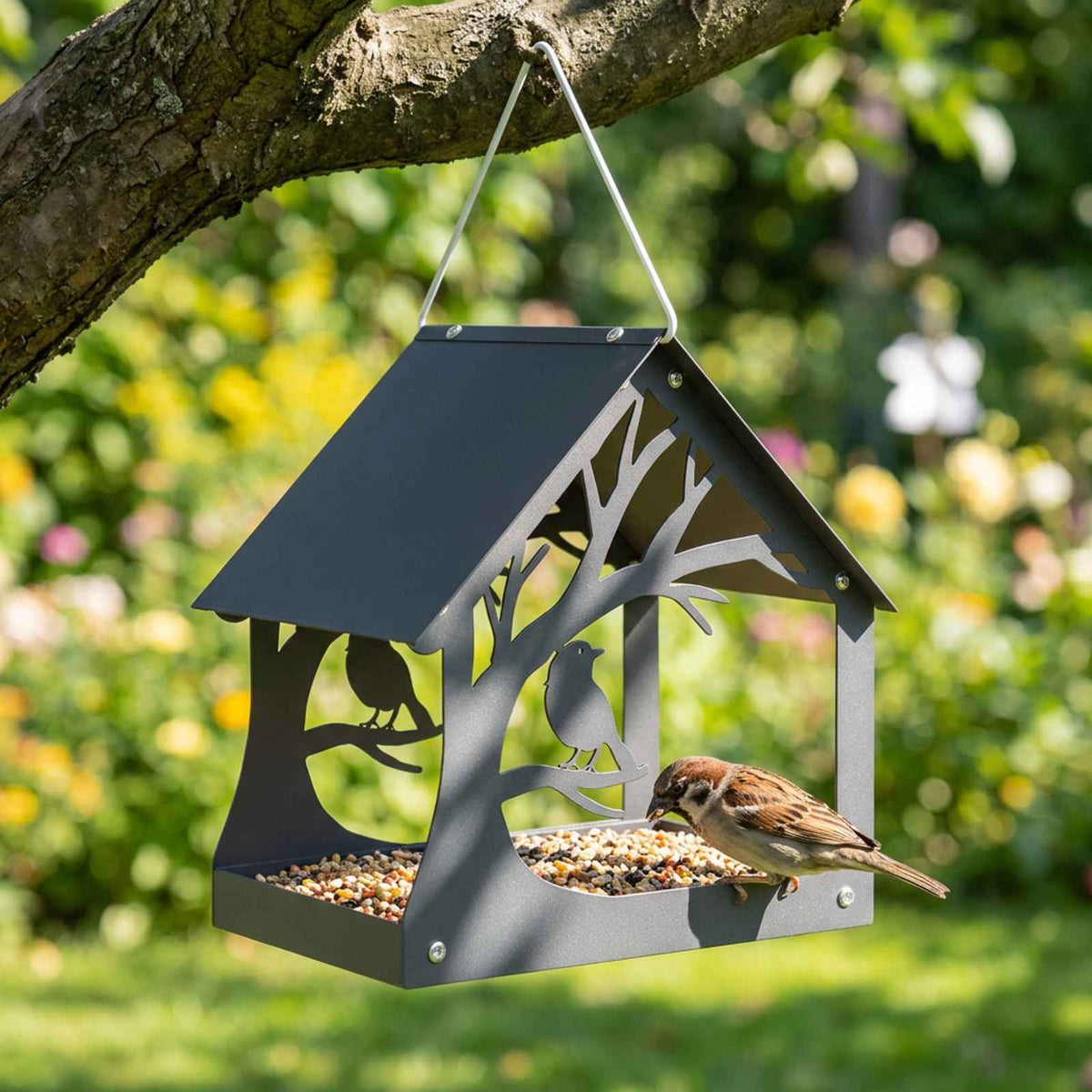 Hanging Bird Feeder Steel Anthracite