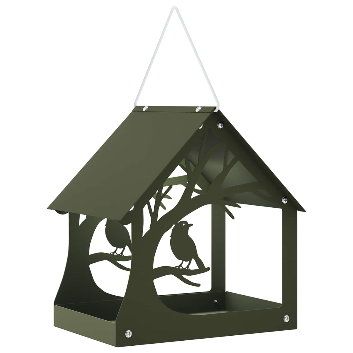 Hanging Bird Feeder Steel Olive Green