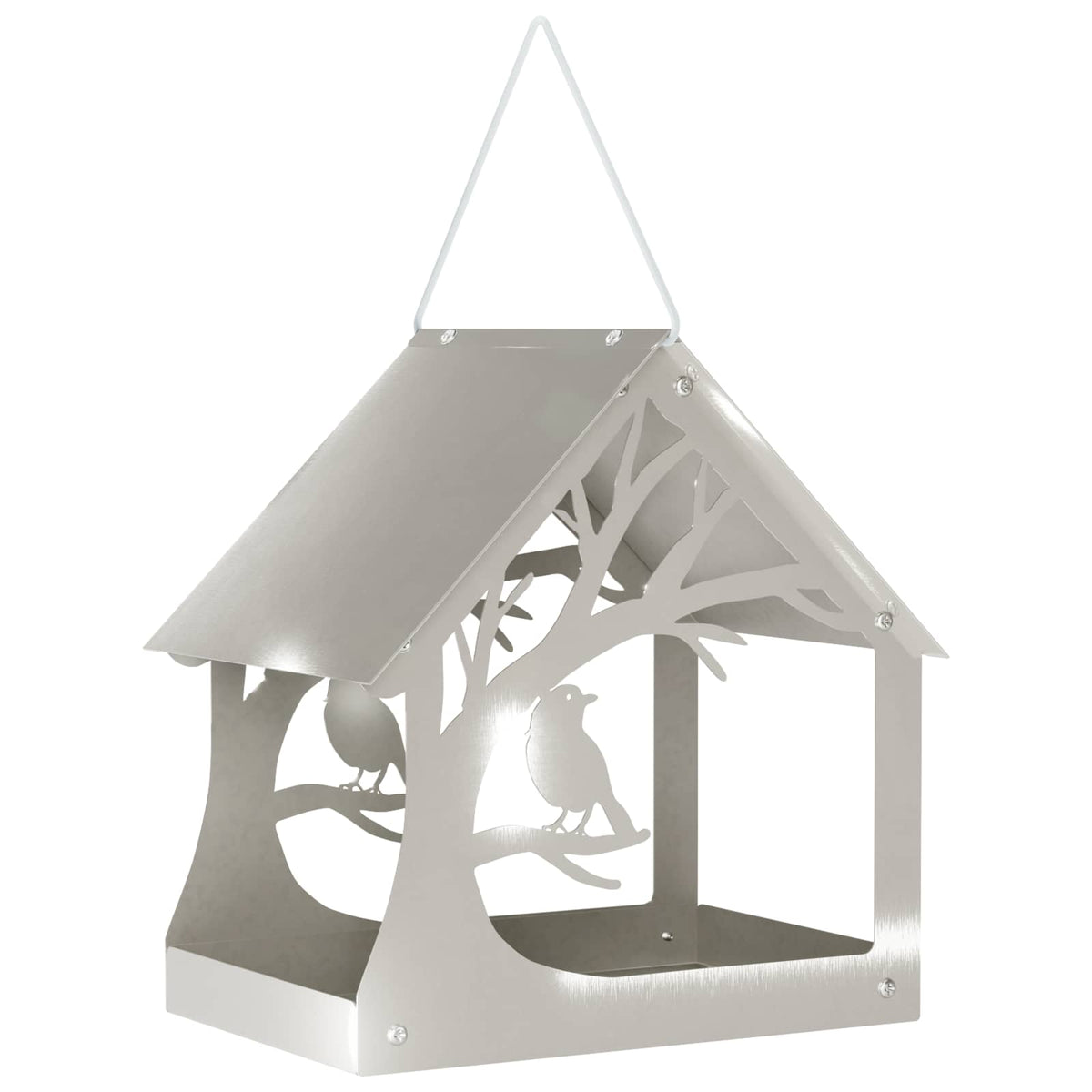Hanging Bird Feeder Stainless Steel Silver