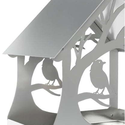 Hanging Bird Feeder Galvanised Steel Silver