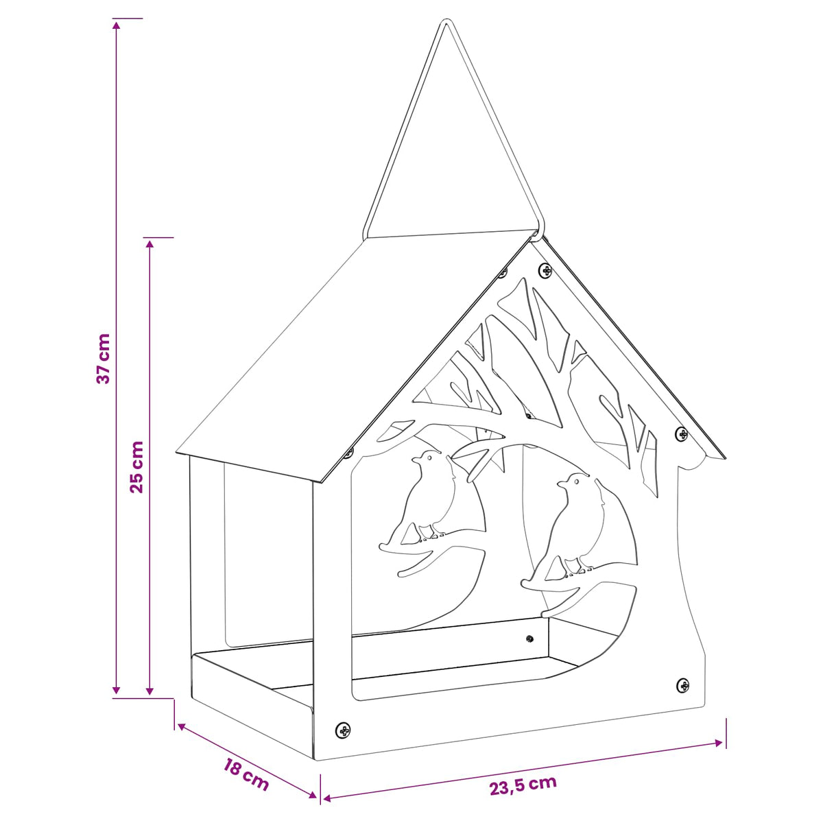 Hanging Bird Feeder Galvanised Steel Silver