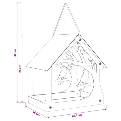 Hanging Bird Feeder Galvanised Steel Silver