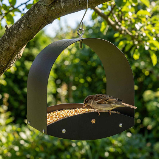 Hanging Bird Feeder Steel Black