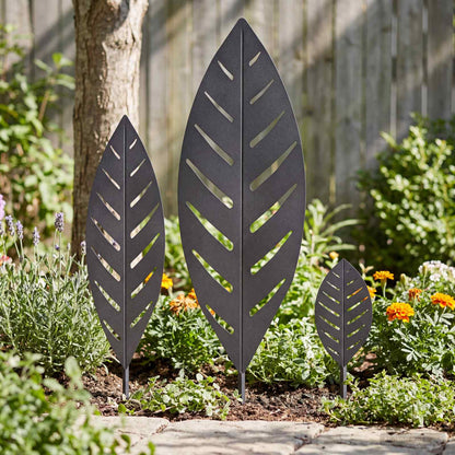 Garden Stake 3 pcs 116.5 x 35 x 3 cm Black Steel