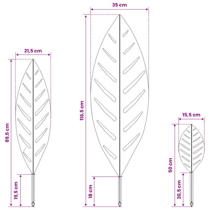 Garden Stake 3 pcs 116.5 x 35 x 3 cm White Steel